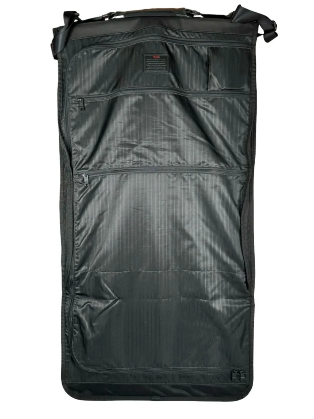 Tumi Black Ballistic Nylon trifold Travel Garment Bag Carry On Suit Bag & lock